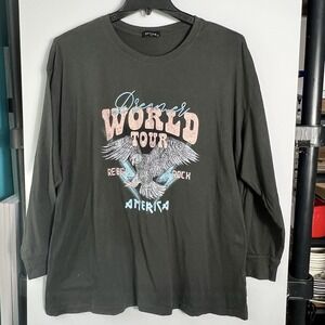 Zutter Men's M/L Dreamer World Tour Graphic LS Tee Eagle Rebel Rock USA